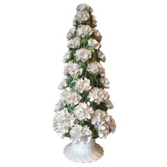 Mid-20th Century Jumbo Italian White and Green Carnation Topiary