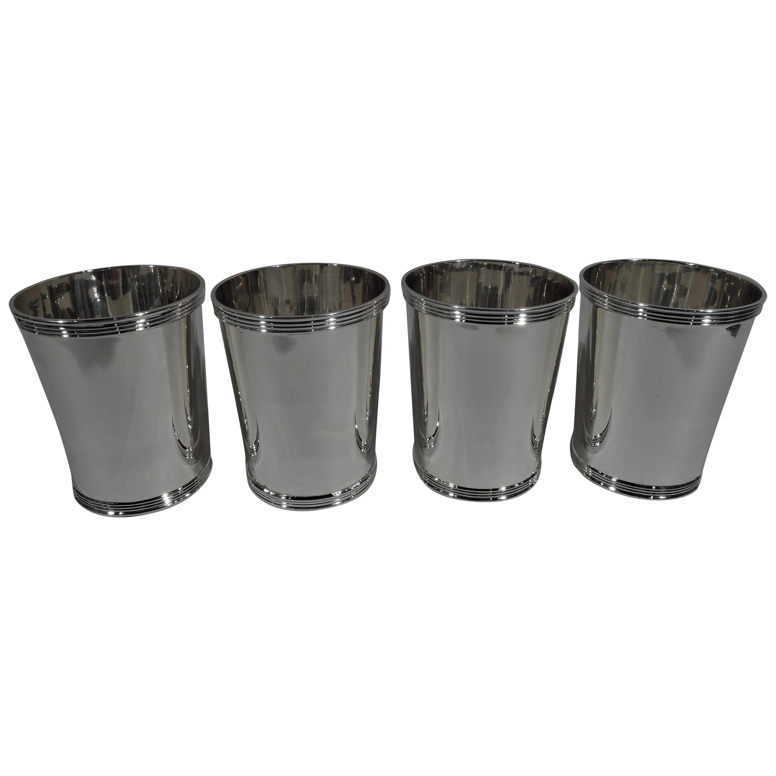 Set of 4 American Sterling Silver Mint Julep Cups by Frank W. Smith