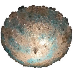 Blue and Ice Murano Glass Ceiling Floral Basket by Barovier & Toso, 1970s