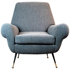 Grey Italian Midcentury Lounge Chair by Gigi Radice for Minotti