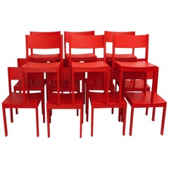 Mid-Century Modern Vintage Red Dining Room Chairs Carl Auböck, 1956, Vienna