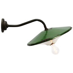 French Green Enamel Vintage Industrial Cast Iron Wall Light