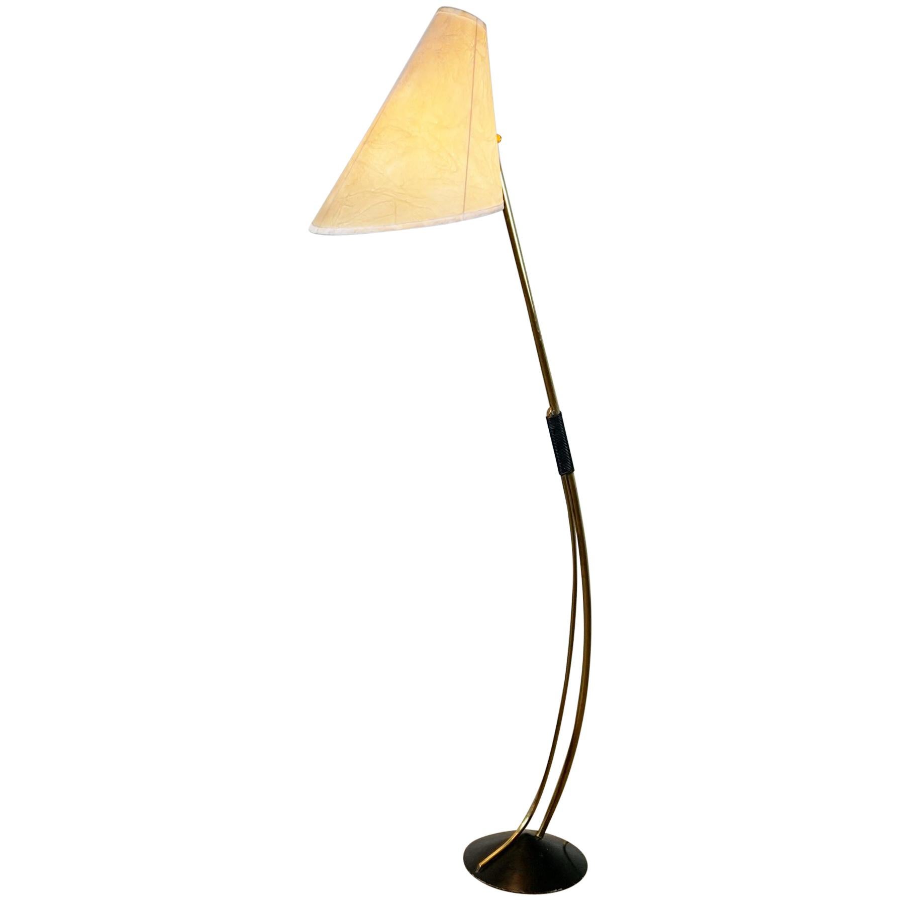 Austrian Midcentury Brass Floor Lamp in the Style of Rupert Nikoll