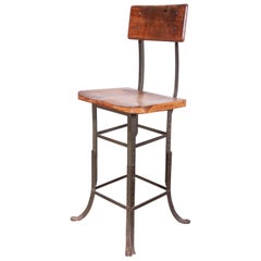 1930s American Industrial High Work Stool or Chair