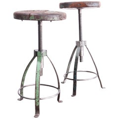 1950s Pair of French Industrial Swivelling Welders Stools
