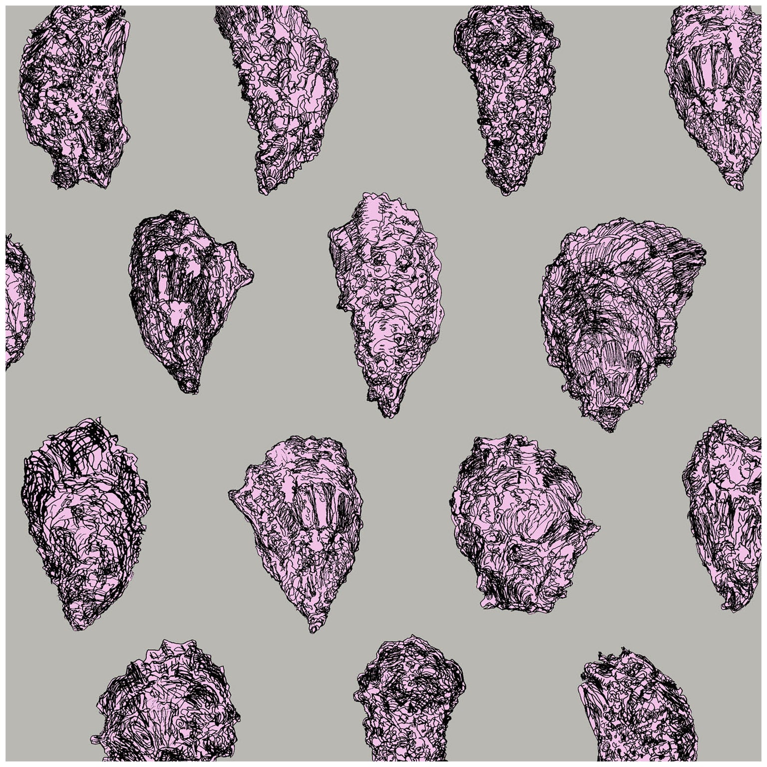 Oysters Wallpaper, China Blue on Smooth Paper For Sale at 1stDibs