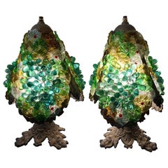 Multicolored Venetian Glass Table Lamps Art Nuoveau Period, Early 1900