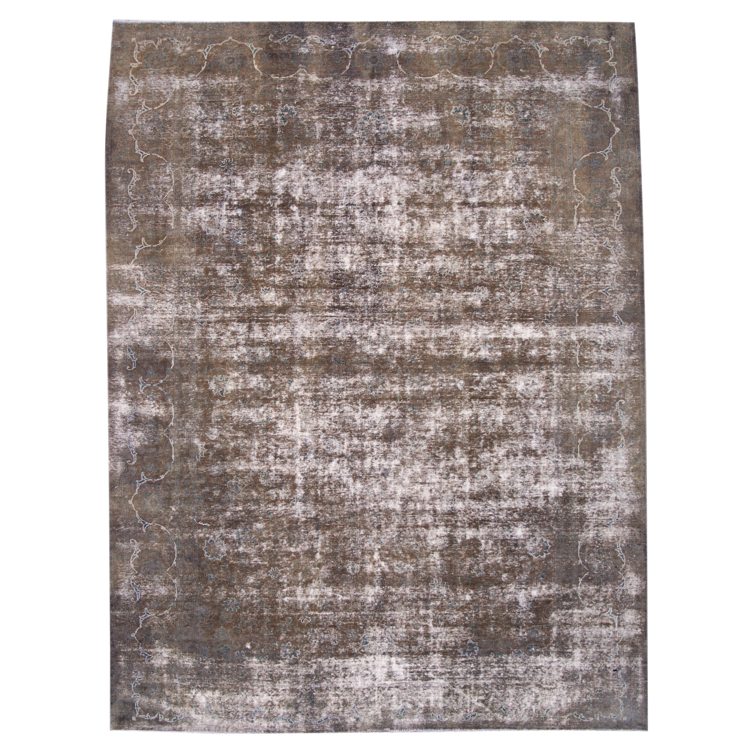 Vintage Distressed Hand Knotted Wool Rug