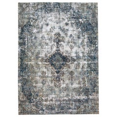 Used Distressed Hand-Knotted Wool Rug