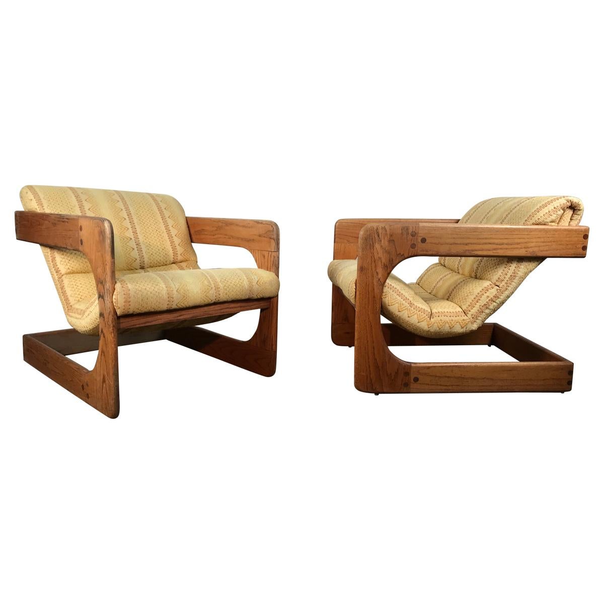 Classic 1970s Cantilvered Lounge Chairs by Lou Hodges, California Design Group