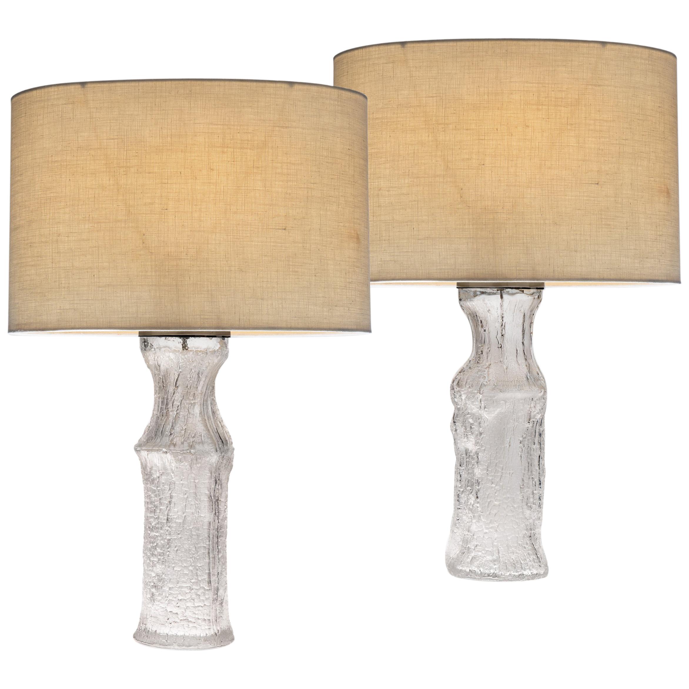 Timo Sarpaneva Pair of Midcentury Glass Lamps for Luxus