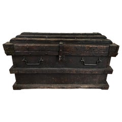 Antique 19th Century Iron and Wood Chest