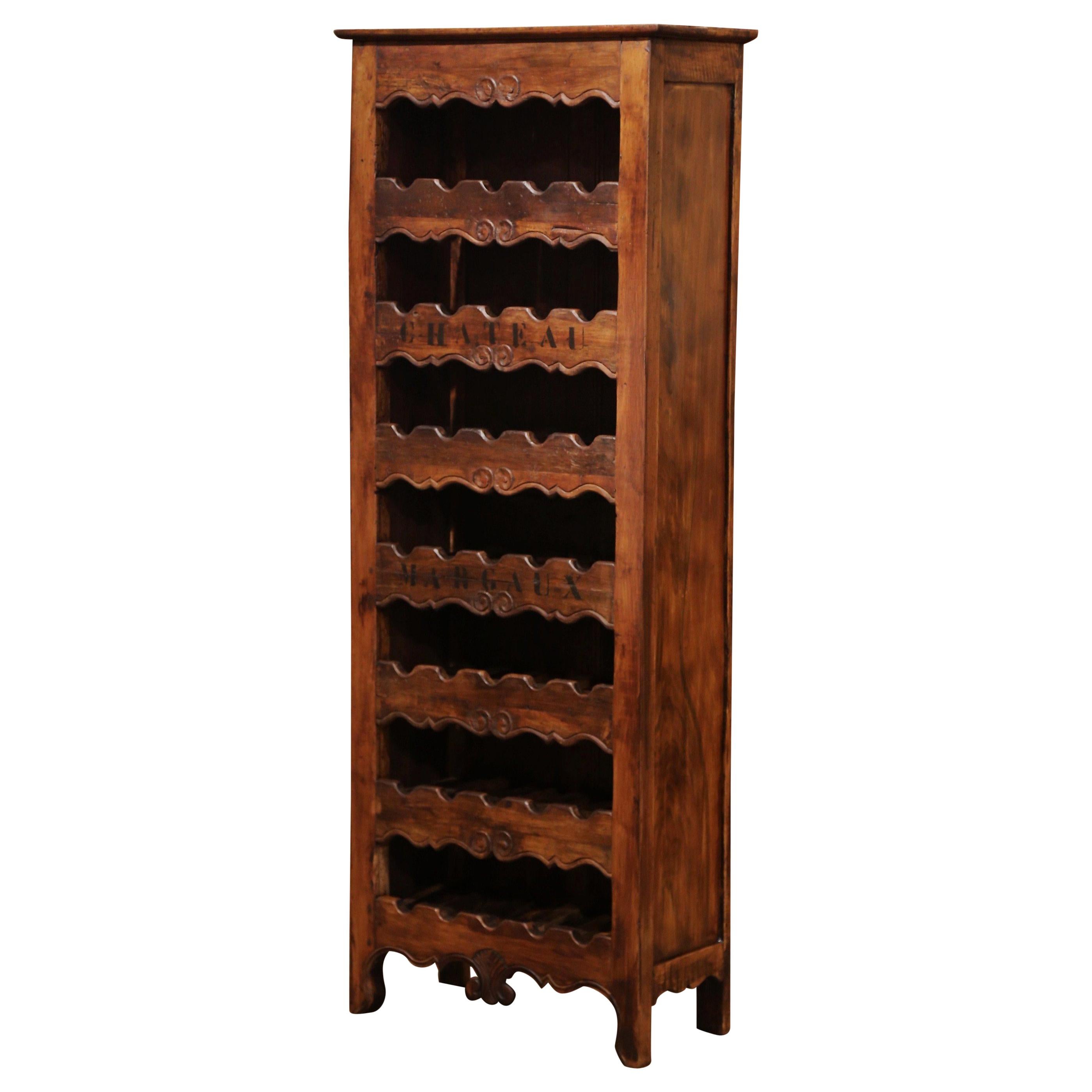 Louis XV Carved 28 Wine Bottle Holder Cabinet with "Chateau Margaux"