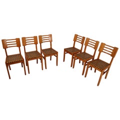 Set of Six Midcentury French Dinner Chairs, circa 1950