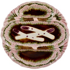 Orchies French Faïence Majolica Louis XV Style Asparagus Plate, circa 1880