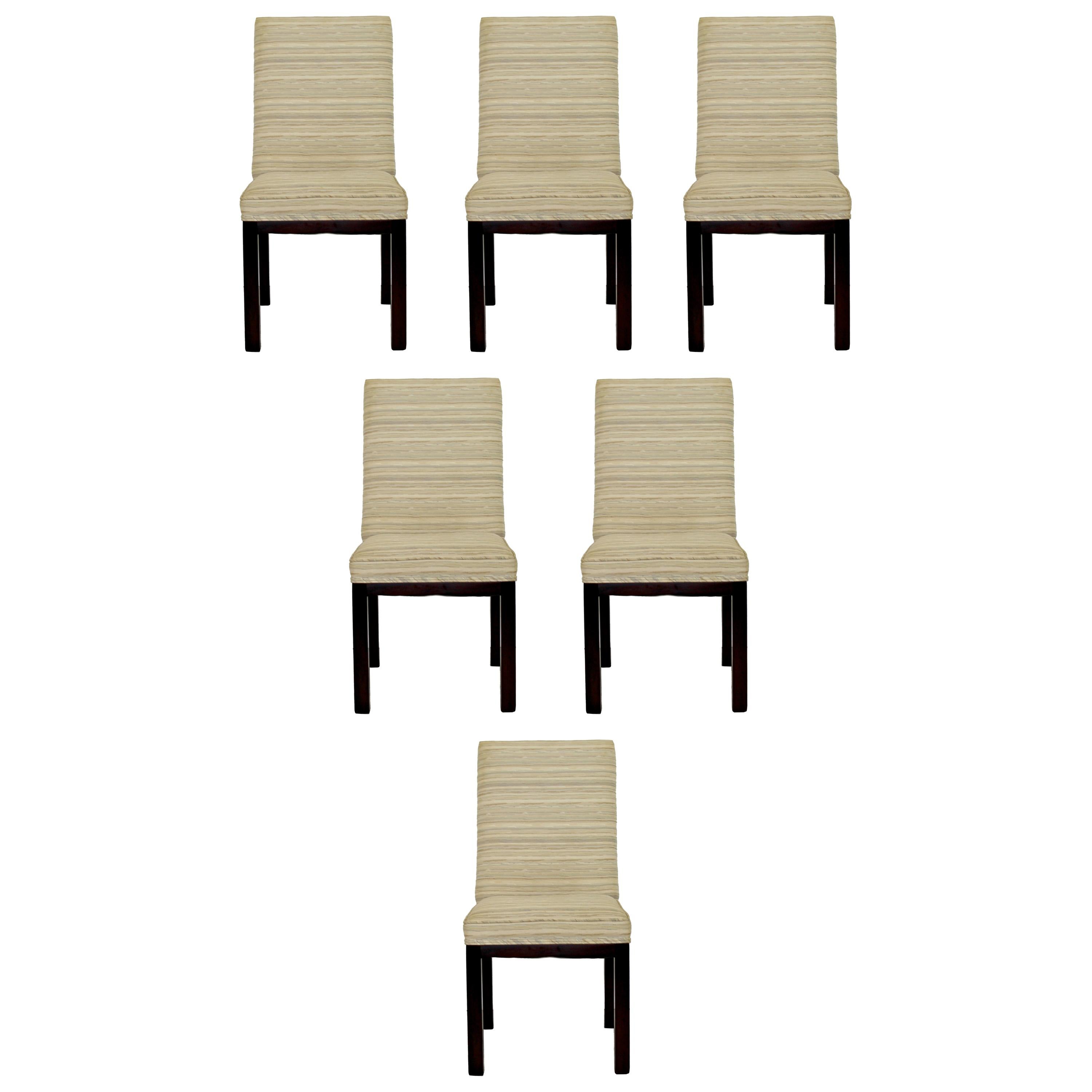 Mid-Century Modern John Widdicomb Set of 6 Parson Wood Dining Side Chairs, 1950s
