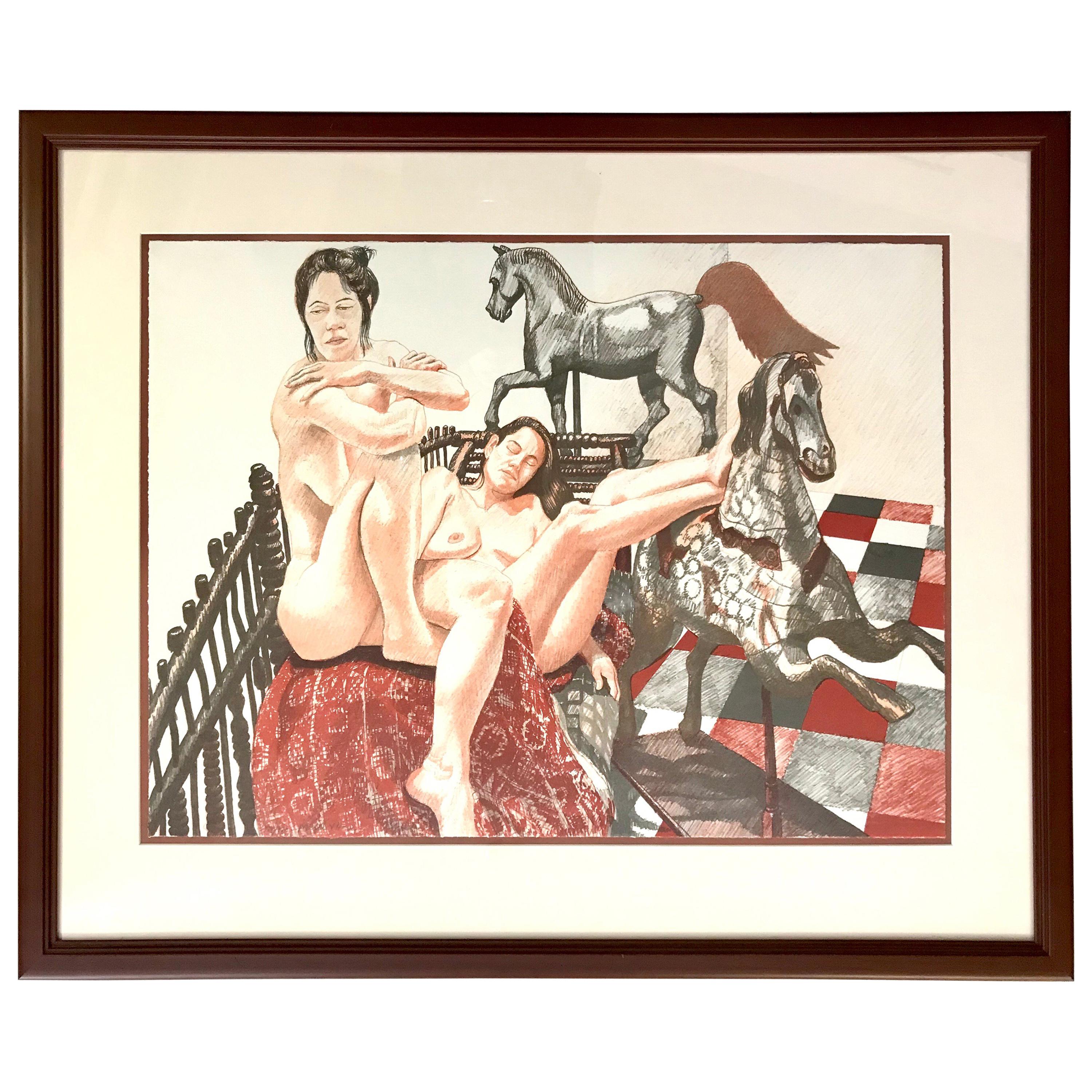 Philip Pearlstein “Models and Horses” Signed Lithograph