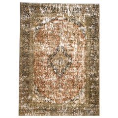 Retro Distressed Hand Knotted Wool Rug