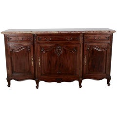 French Louis XV Marble-Top Buffet Sideboard
