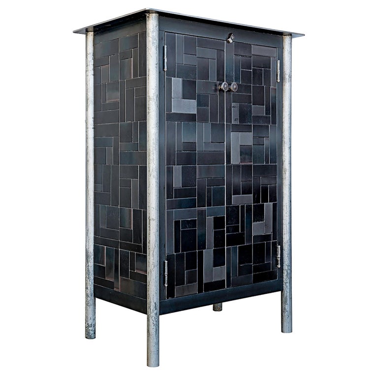 Half Housetop Gee's Inspired Quilt Cupboard, Functional Art Steel Furniture For Sale