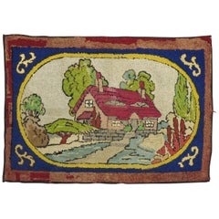 American Hooked Scenic Pictorial Rug