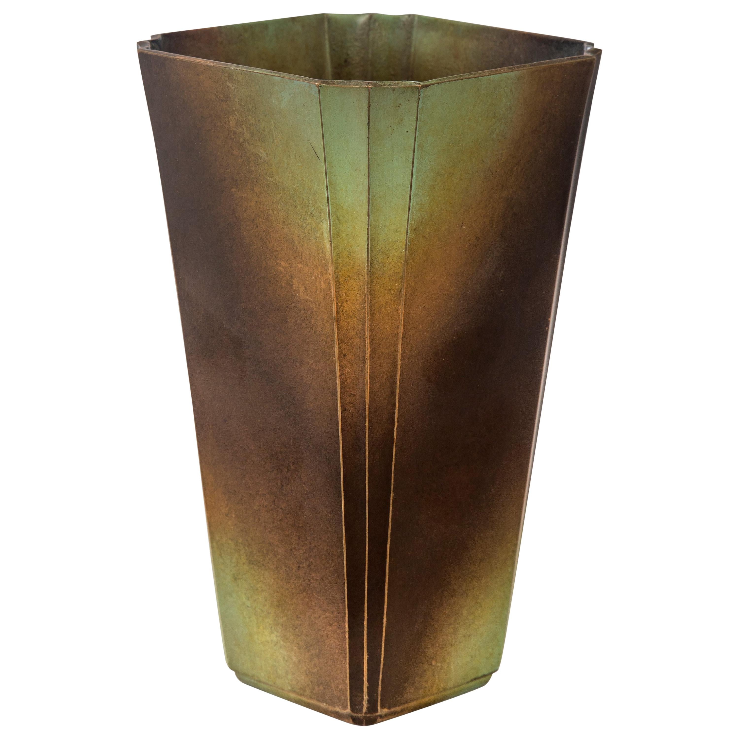 Swedish Art Deco Patinated Bronze Vase For Sale