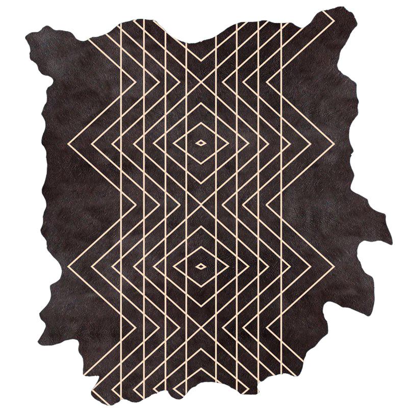 Black on Natural, Intersection H.6., Hand Dyed Cowhide Rug by AVO For Sale