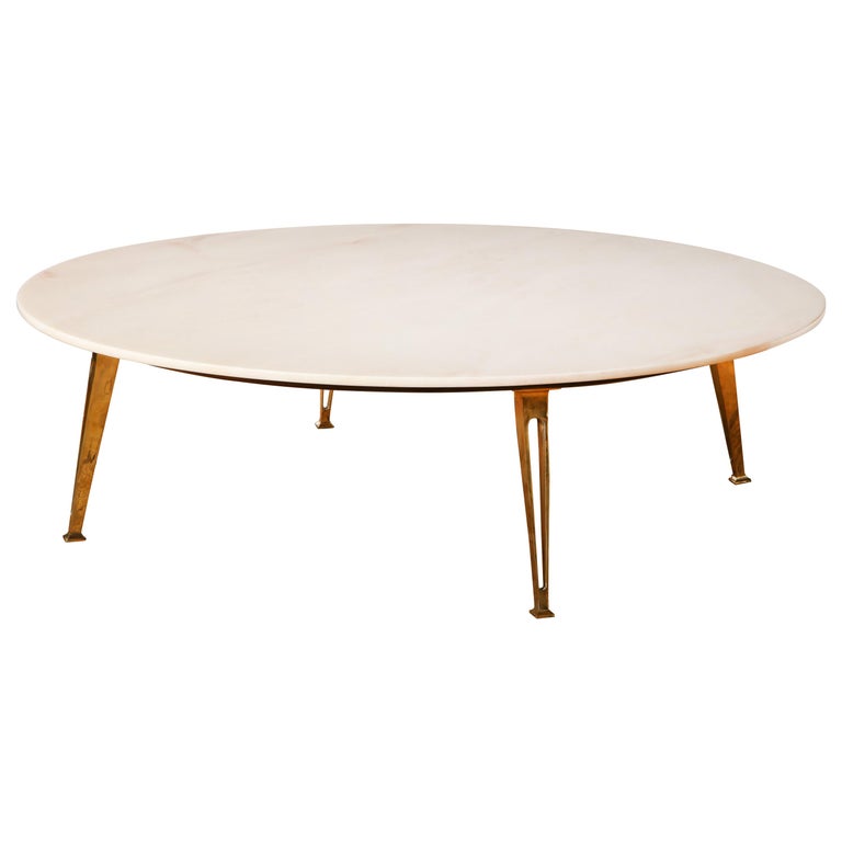 Mid Century Modern Carrara Marble And Br Round Coffee Table Italy 1950s Mid Century Modern Carrara Marble And Br Round Coffee Table Italy 1950s