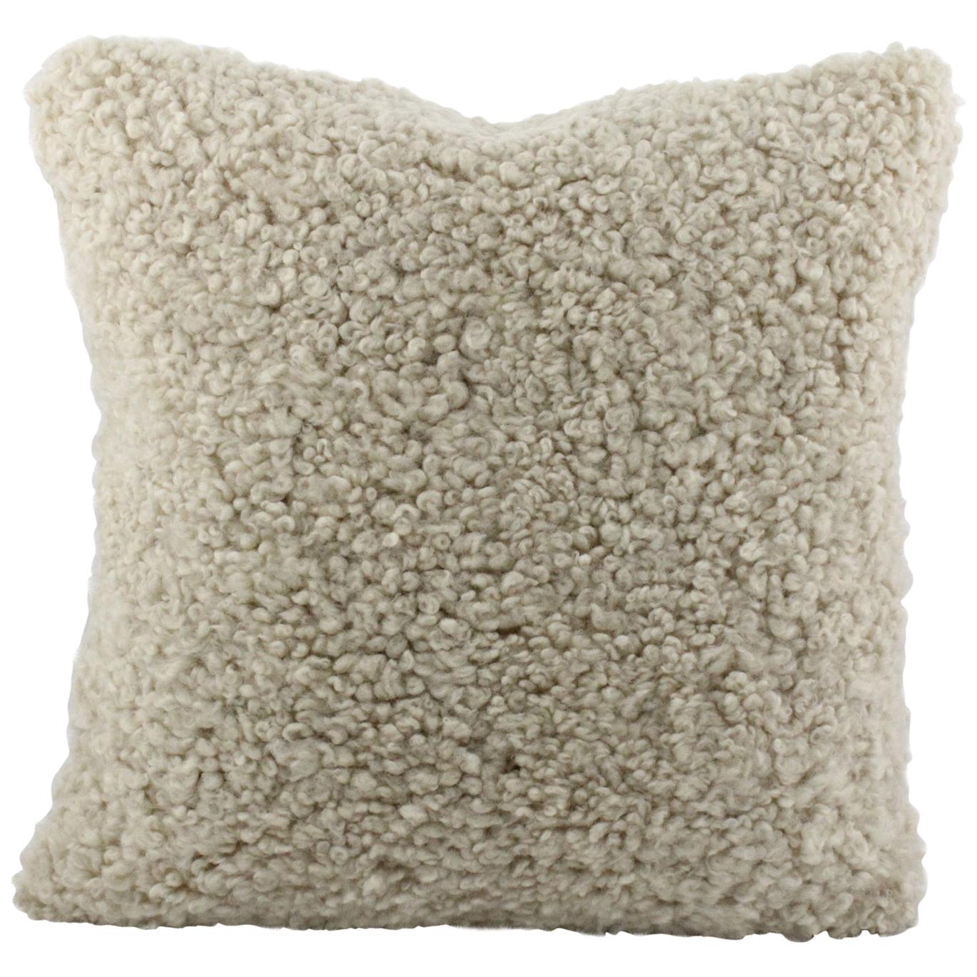 Boucle Pillow - Shearling Sheepskin 16x16"  40x40cm For Sale