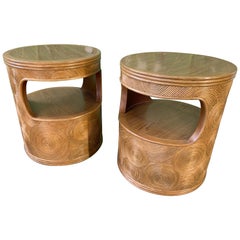 Split Reed Rattan End Tables