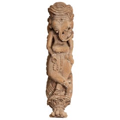Antique Hand Carved Indian Temple Carving from Gujarat Depicting the Hindu Deity Ganesha