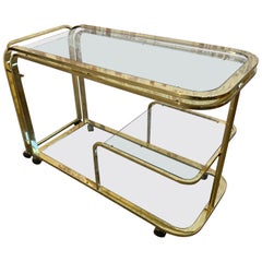 Milo Baughman Style Brass Bar Cart by Design Institute of America