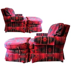 Retro Ralph Lauren Wool & Cashmere Ganado Navajo Deep Red Armchair & Ottoman 