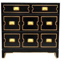 Vintage Black and Gold Dorothy Draper Style Chest