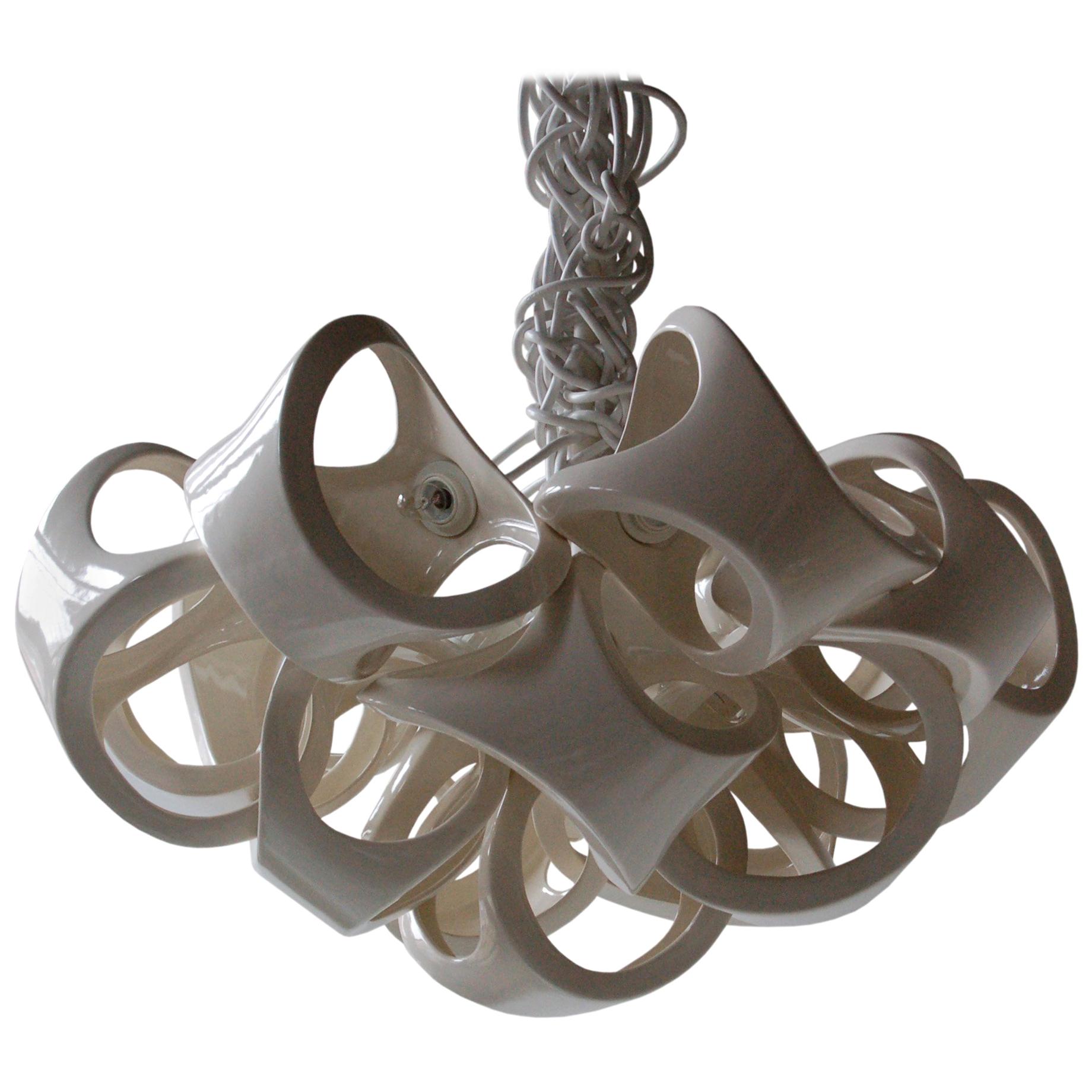 Ceramic Lamp 15 Wide Cluster Chandelier For Sale