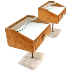 Midcentury Nightstand with Marble Base, 1950s, Set of 2