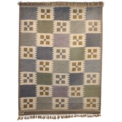 Midcentury Swedish Flat-Weave Carpet by Nils Nilsson, 1950s