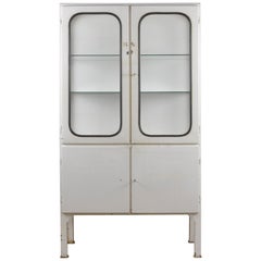 Used Glass and Iron Medical Cabinet, 1970s