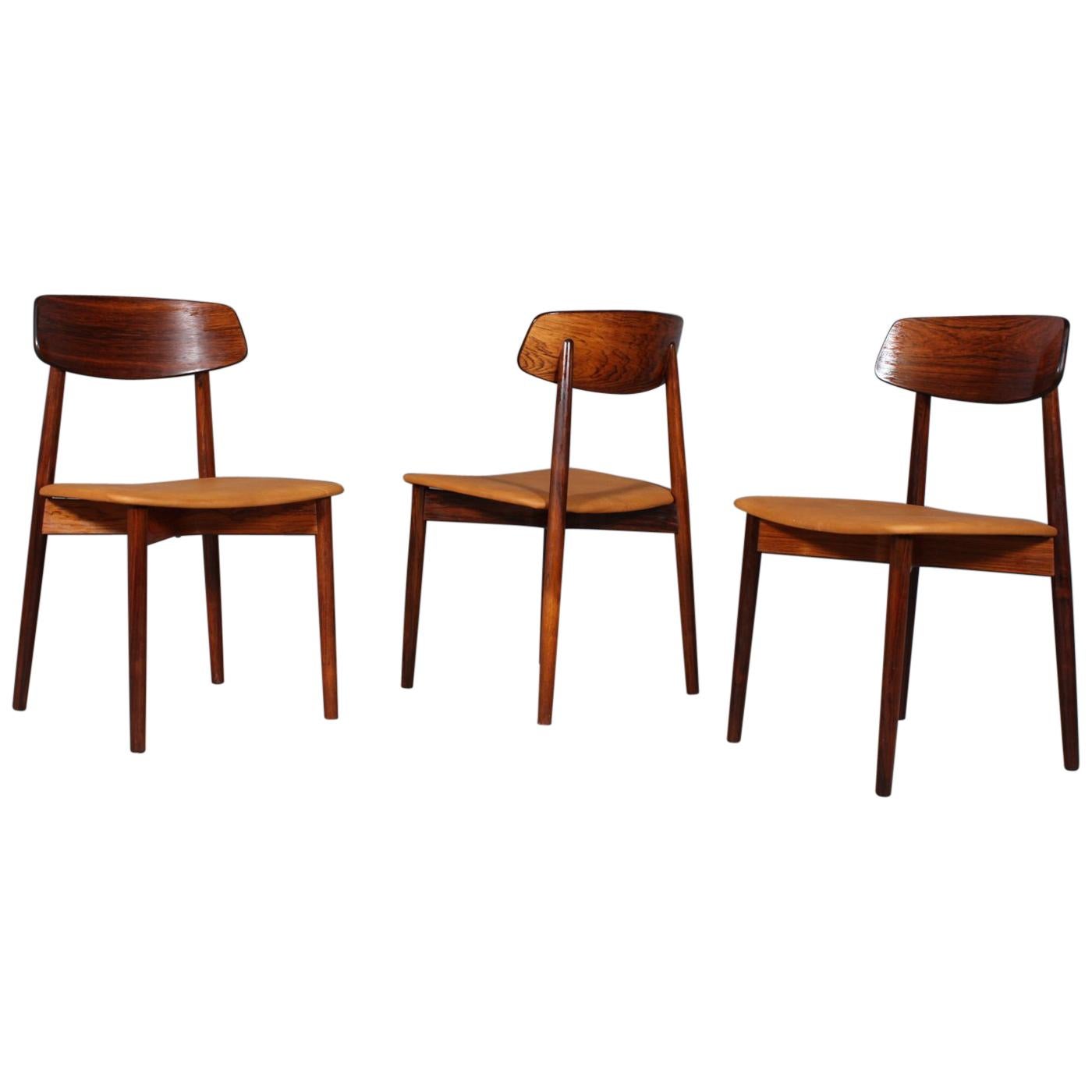 Harry Østergaard, Three Chairs in Rosewood and Nubuck Leather, 1960s