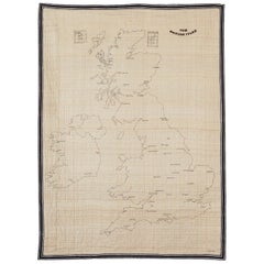 British Isles Quilt, Illustrative Silk Wall Hung Map