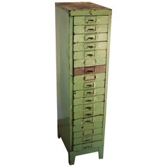Vintage Steel Machinist Cabinet with 18 Partitioned Drawers