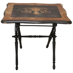 19th Century French Napoleon III Inlaid Wood Folding and Serving Table