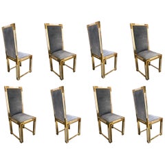 Set of 8 Romeo Rega Lucite and Brass 1970s Dining Chairs