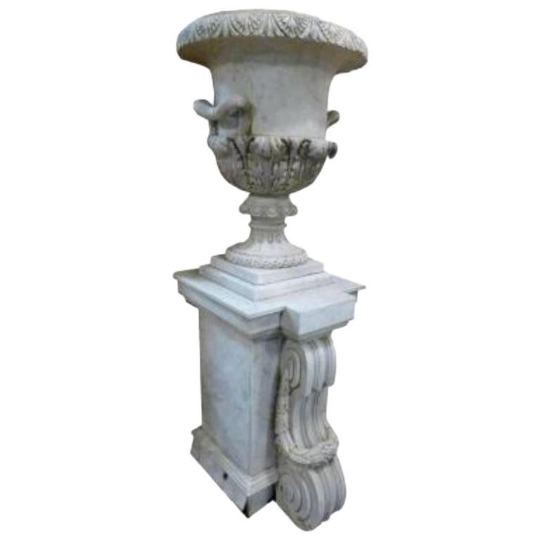 19th Century Neoclassical Spanish White Carrara Marble Vases