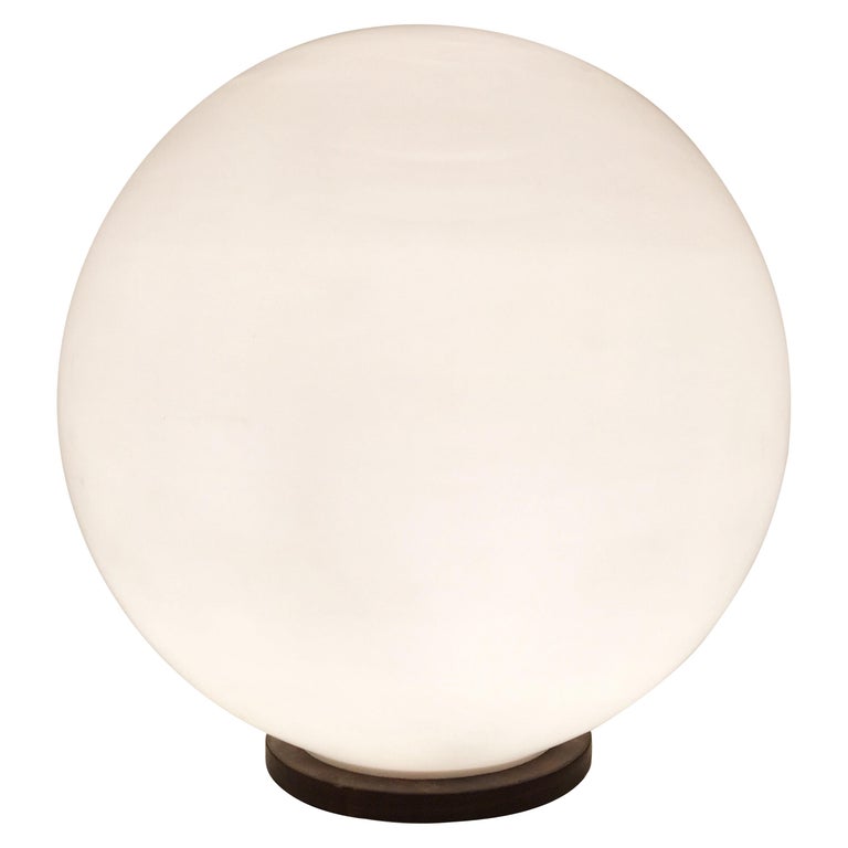 White Moon Glass Table Lamp, 1960s For Sale