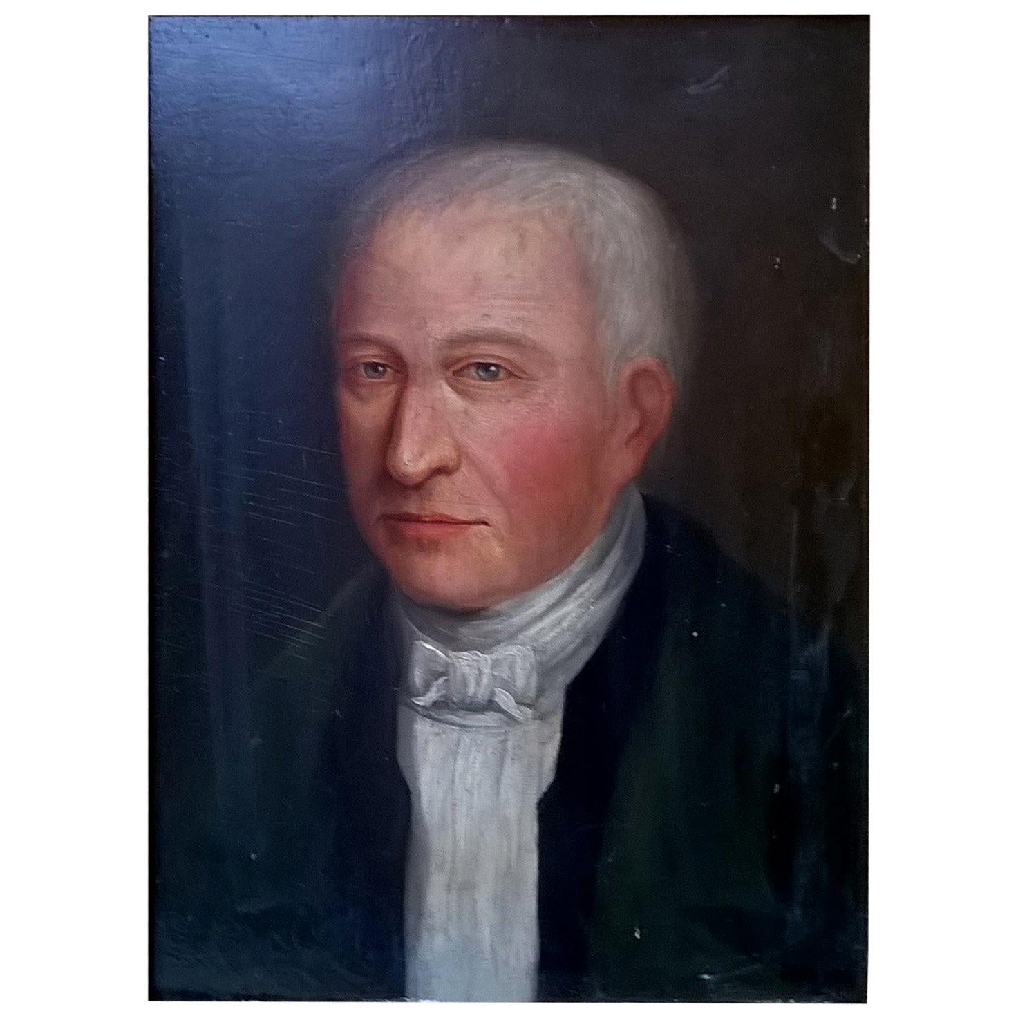 Portrait of a Gentleman, Oil on Wood, Italy, Mid-19th Century For Sale