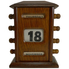 Antique English Desk-Top Oak Perpetual Calendar, circa 1900