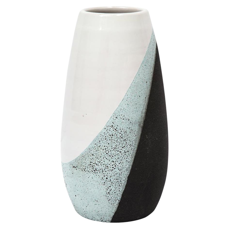 Bitossi Vase, Ceramic, White, Green, Black, Textured, Signed For Sale