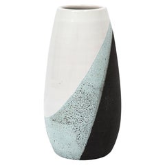Bitossi Vase, Ceramic, White, Green, Black, Textured, Signed