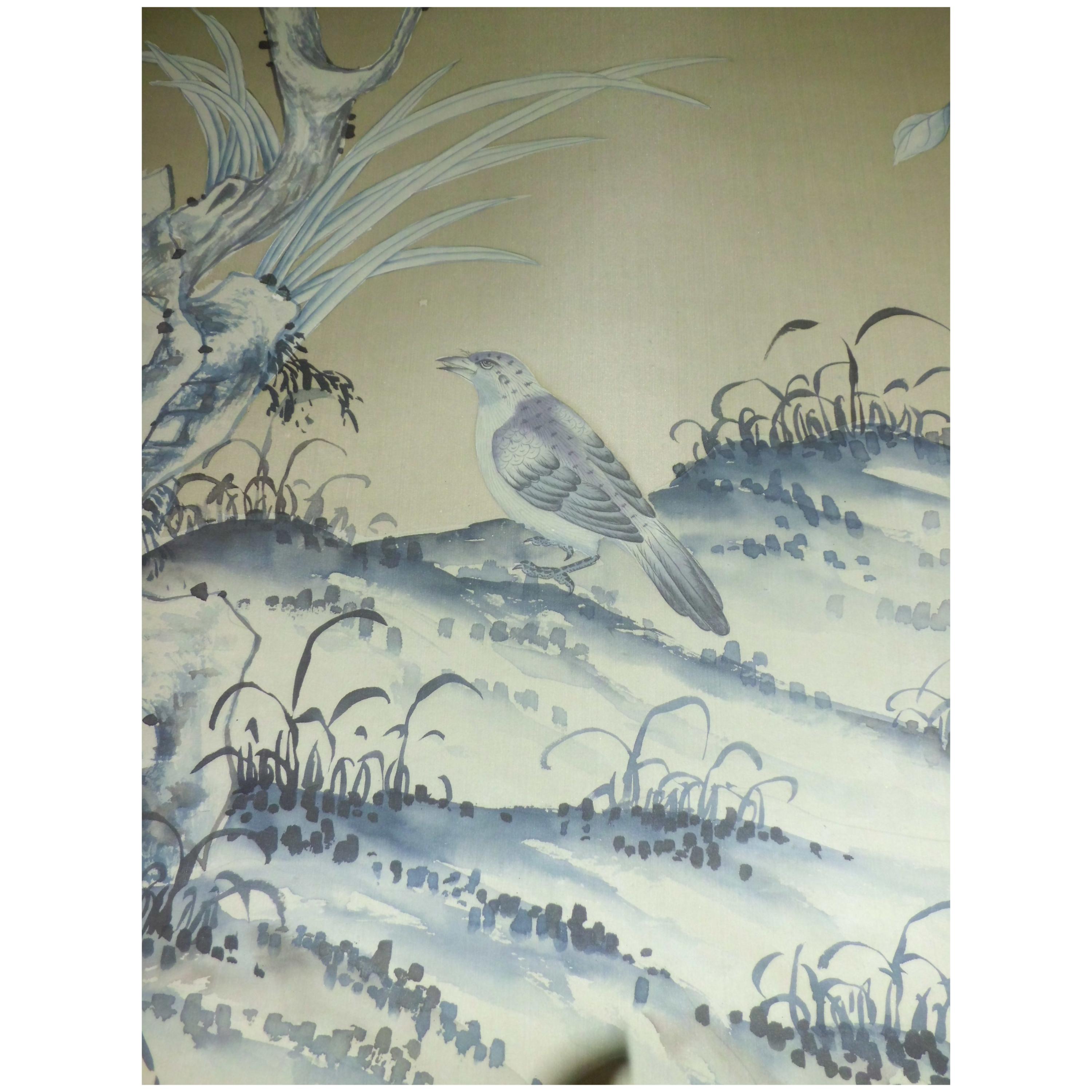De Gournay Wallpaper Del 1976 "Earlham" Chinoiserie, Sequence of Panels nr20+21